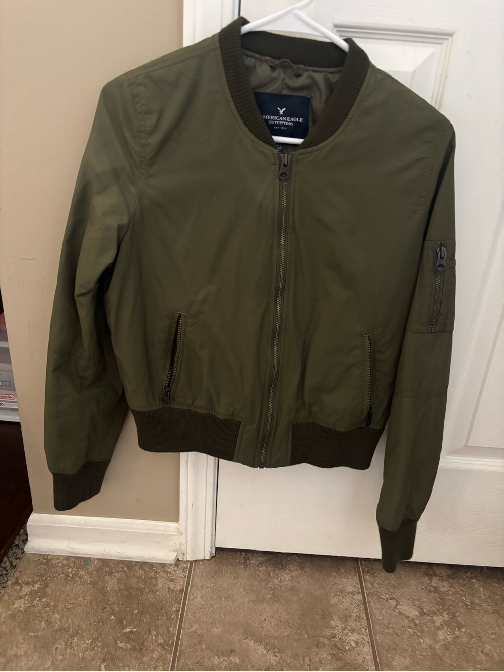 American Eagle Outfitters Olive Green Bomber Jacket
